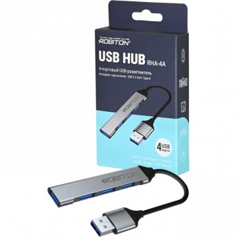 USB-разветвитель ROBITON RHA-4A Док-станция (хаб) 3*USB2.0/1*USB3.0 BL1